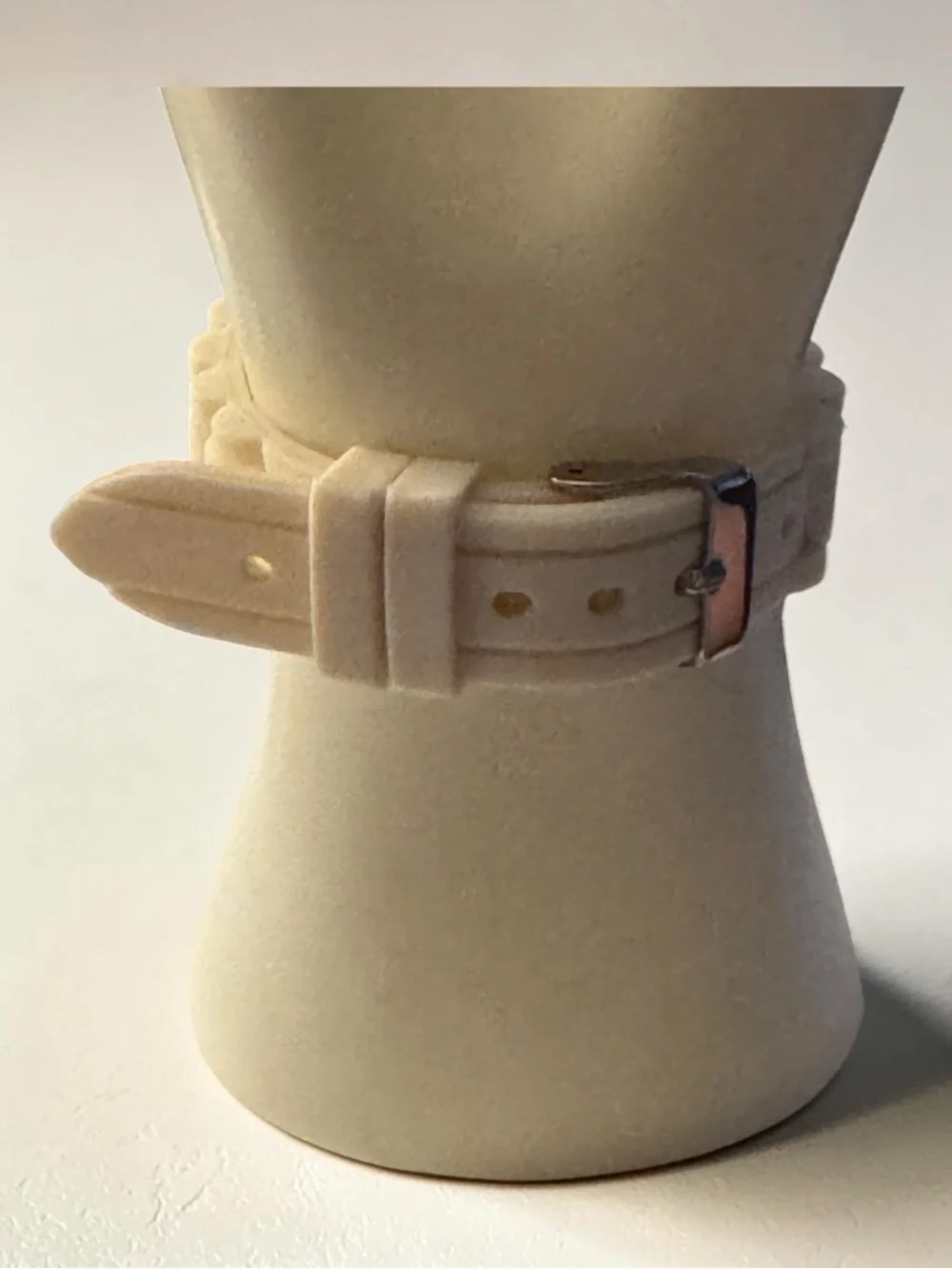 Quartz Fashion Wristwatch with Cream Silicone Band and Crystal Accents